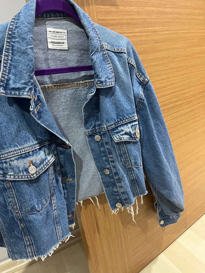 Pull&Bear kısa koyu mavi kot ceket - Görsel 2