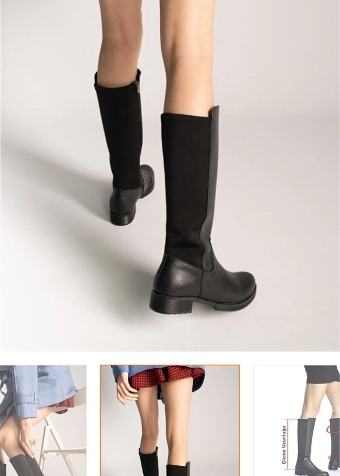 Dalgıç kumaş arkası esnek siyah düz taban çizme - Görsel 3