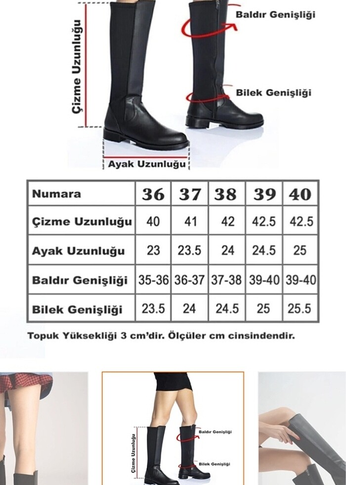 Dalgıç kumaş arkası esnek siyah düz taban çizme - Görsel 4