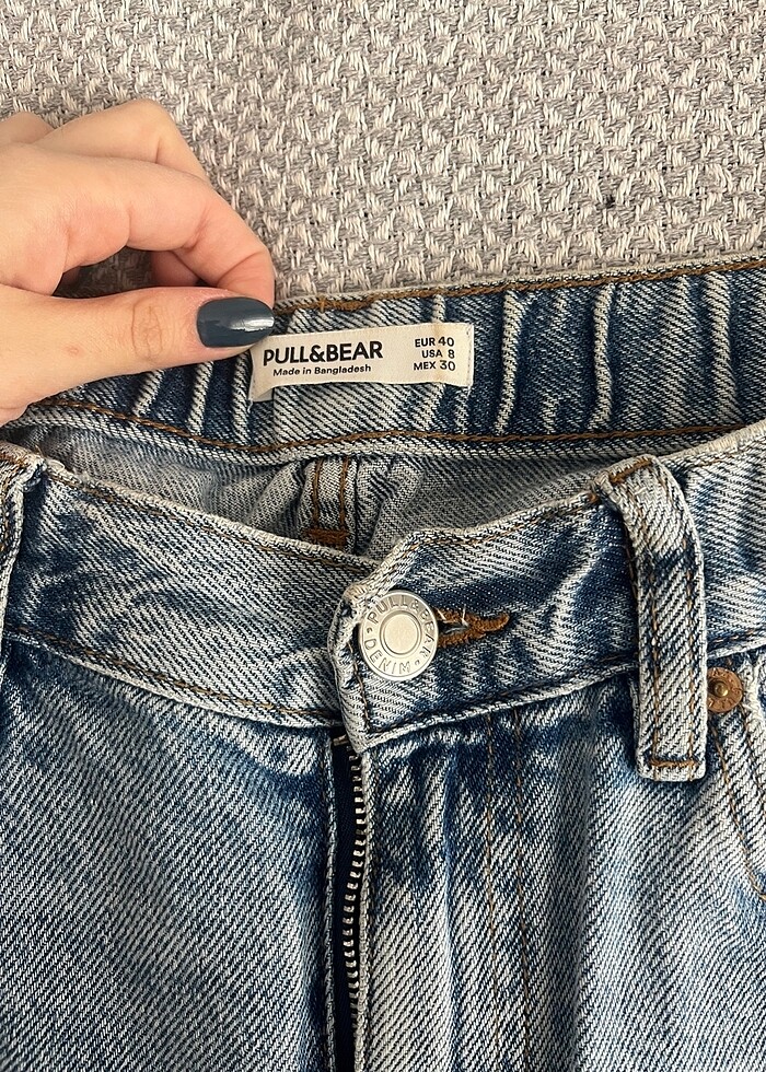 Pull&Bear yırtık paça beli lastikli yüksek bel esnek jean - Görsel 5