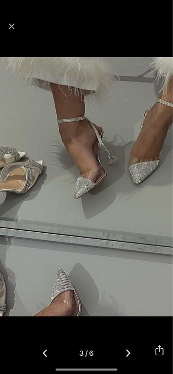 37 Beden Lady şeffaf gümüş kristal taşlı 8cm topuklu ayakkabı