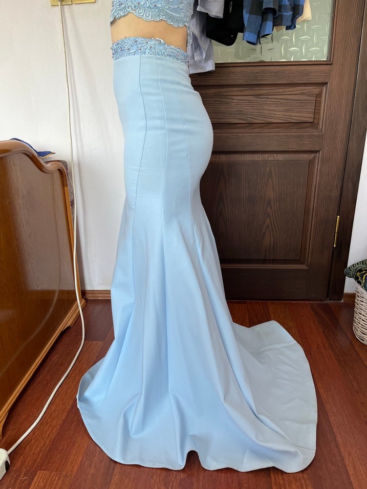 Mavi Uzun Balık Abiye Elbise - Görsel 2