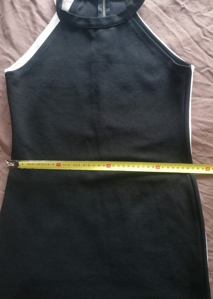 Halter yaka mini elbise siyah/beyaz - Görsel 3