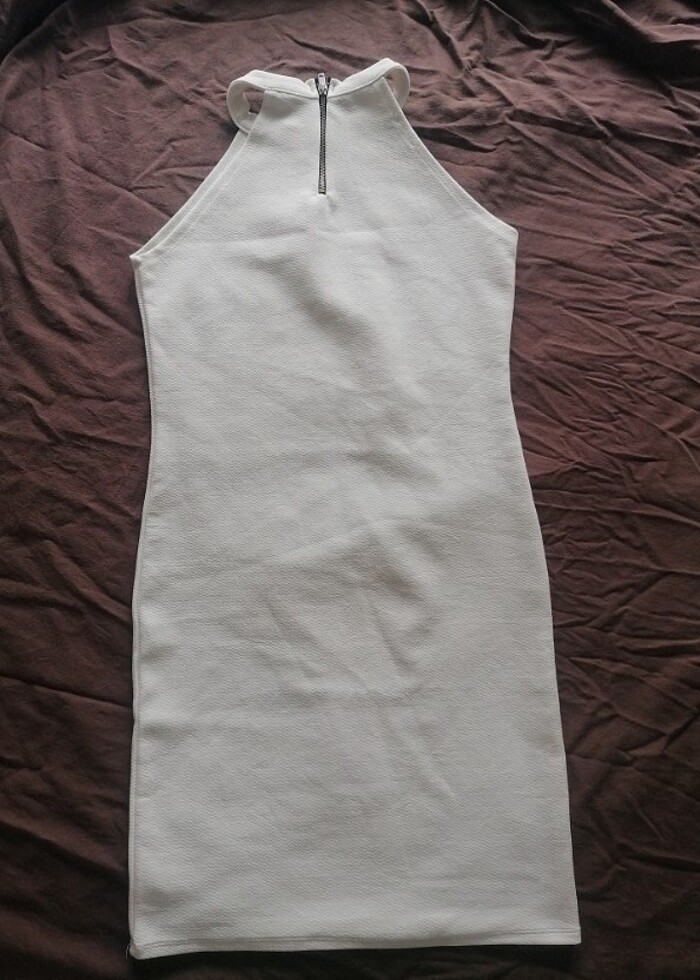 Halter yaka mini elbise siyah/beyaz - Görsel 5