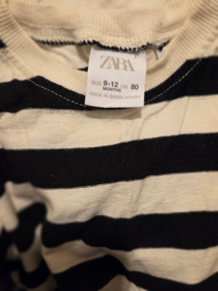 ZARA Kids / Erkek Çocuk Siyah Beyaz Çizgili Pamuklu Tişört - Görsel 2