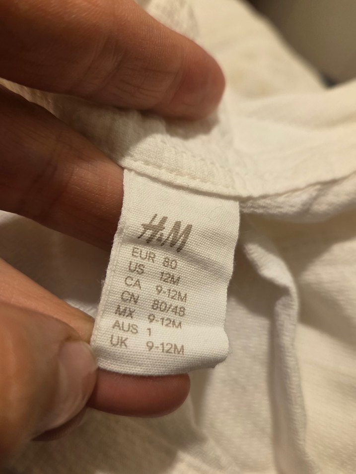 H&M Düğmeli Beyaz Keten Erkek Çocuk Gömlek - Görsel 4