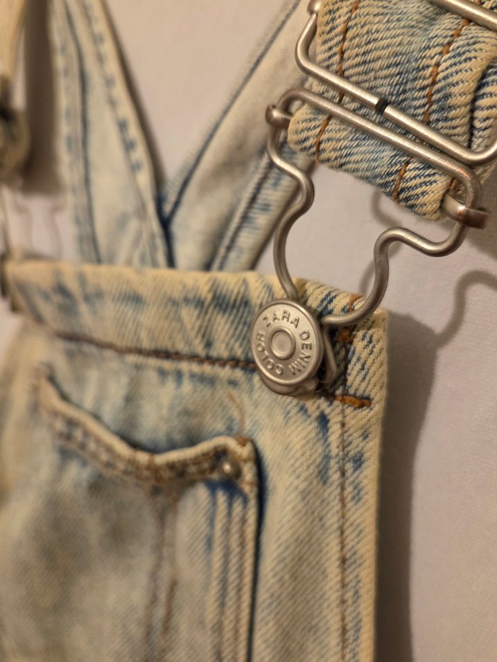 ZARA Kids / erkek Çocuk eskitme Kot kumaşlı Askılı Tulum - Görsel 4