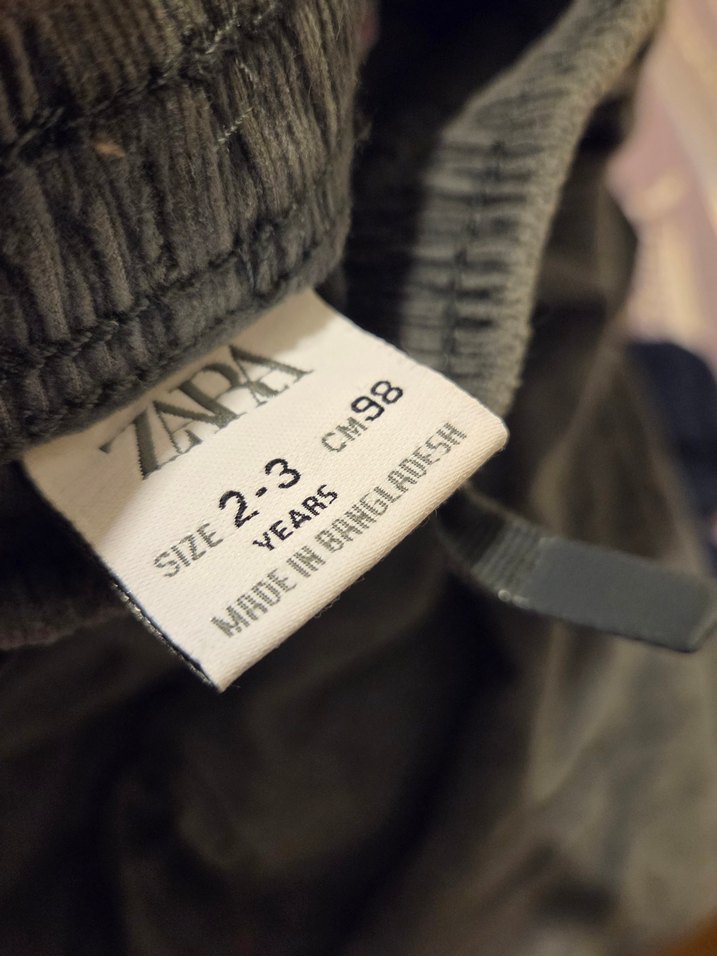 ZARA Kids / kadife, içi astarlı Düğmeli Gri Erkek Çocuk Pantolon - Görsel 3