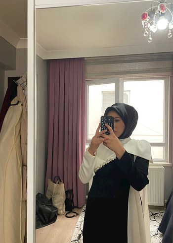 44 Beden Uzun Siyah Drapeli Kadın Elbise