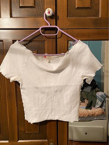 KOTON BEYAZ CROP BLUZ
