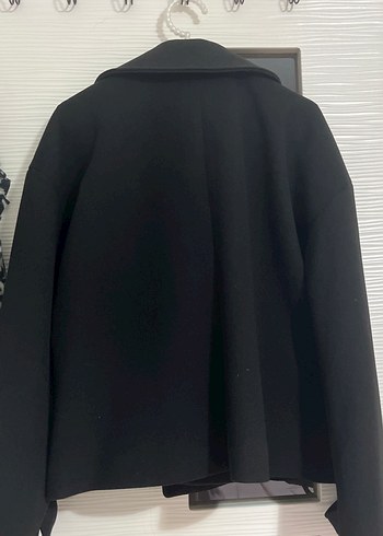 Düğmeli Siyah Kadın Kaban - Görsel 2