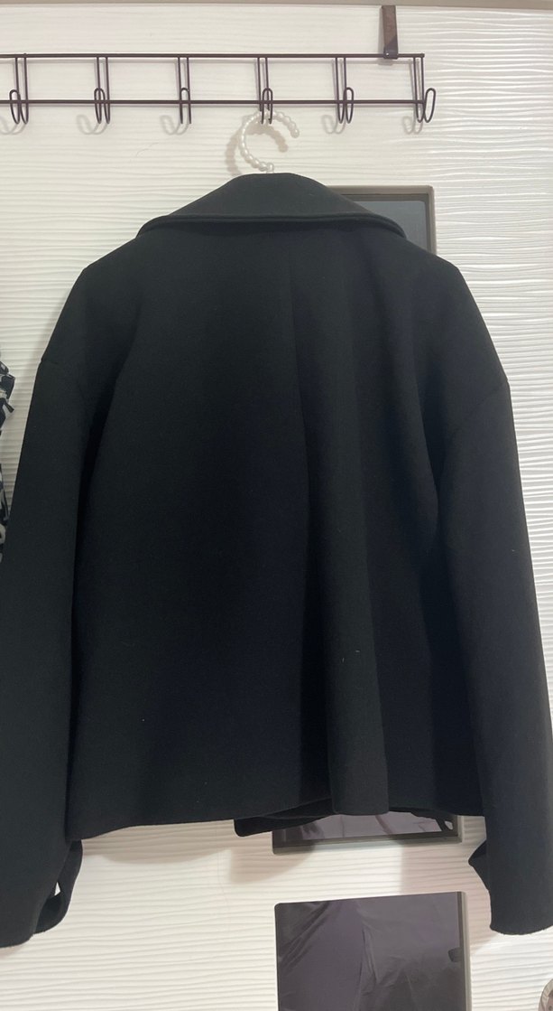 Düğmeli Siyah Kadın Kaban - Görsel 2