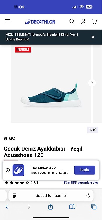 34 Beden Deniz ayakkabısı
