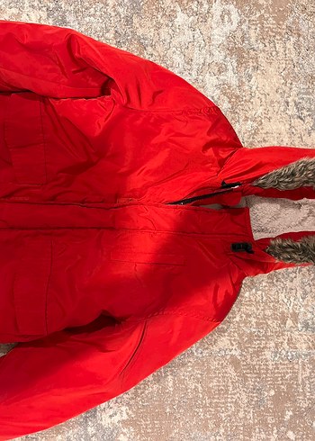 Çocuk Mont Kürklü Kapüşonlu Kırmızı Erkek Çocuk Mont - Görsel 2