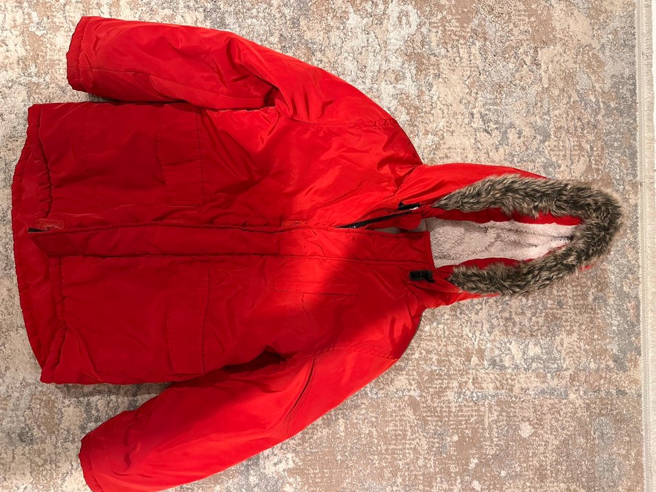 Çocuk Mont Kürklü Kapüşonlu Kırmızı Erkek Çocuk Mont - Görsel 2