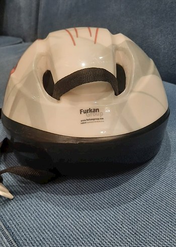 Çocuk Bisiklet kaskı Renkli Baskılı Beyaz Biker Kask Velcro - Görsel 3