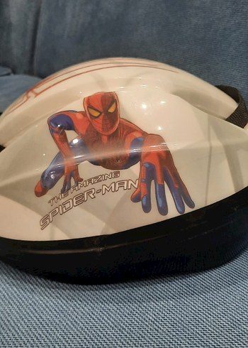 Çocuk Bisiklet kaskı Renkli Baskılı Beyaz Biker Kask Velcro - Görsel 2