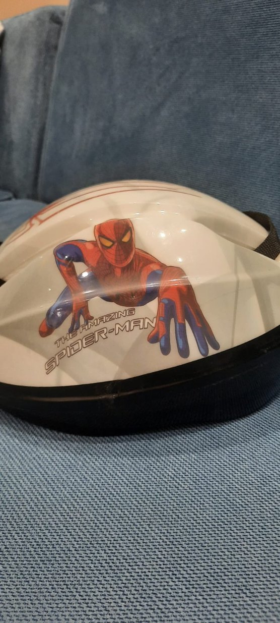 Çocuk Bisiklet kaskı Renkli Baskılı Beyaz Biker Kask Velcro - Görsel 2