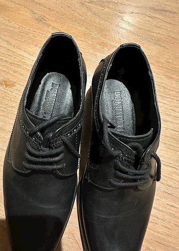 Klasik Siyah Deri Erkek çocuk Ayakkabı - Görsel 2