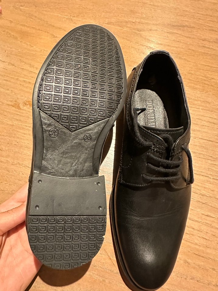 Klasik Siyah Deri Erkek çocuk Ayakkabı - Görsel 3