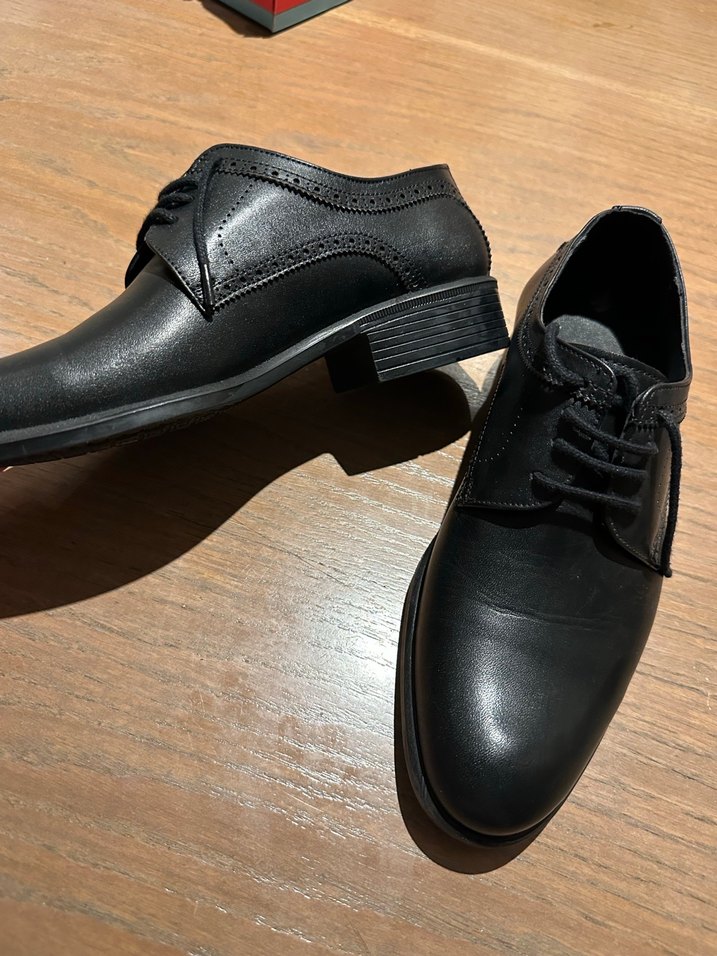 Klasik Siyah Deri Erkek çocuk Ayakkabı - Görsel 5