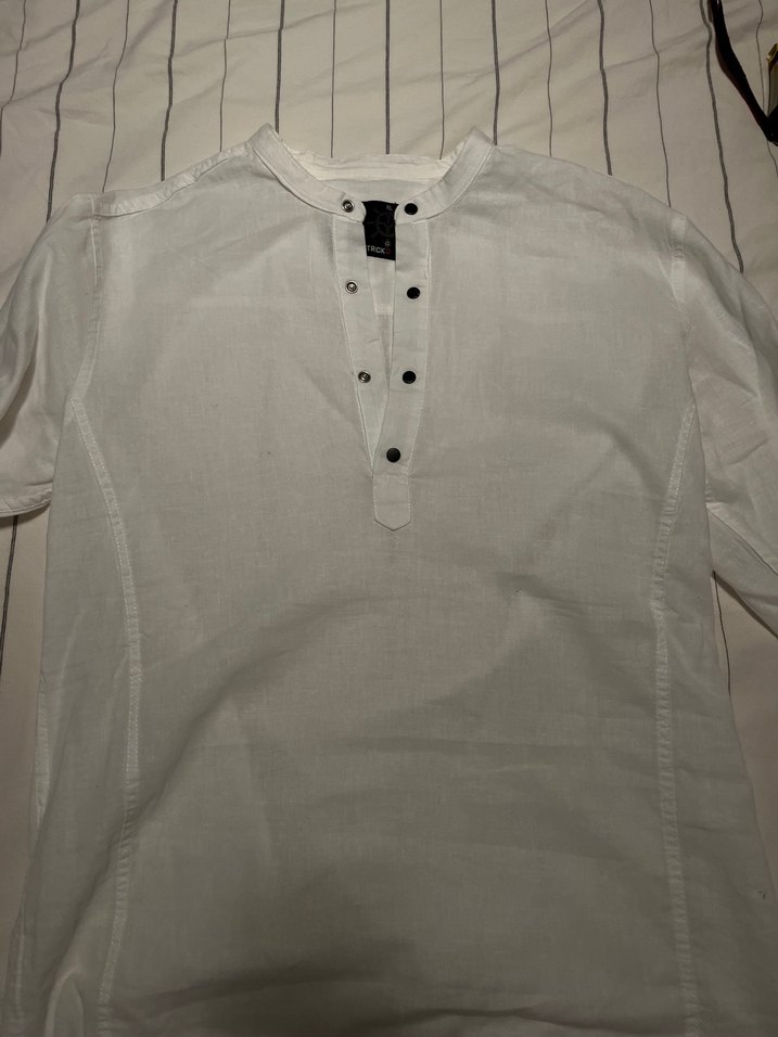 Erkek Beyaz Uzun Kollu Düğmeli Gömlek - Görsel 4