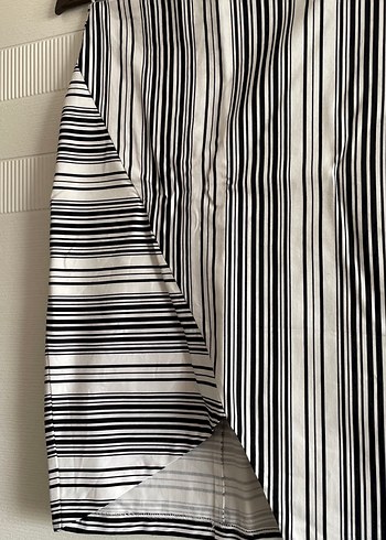 Çizgili Pilili Midi Düz Eteği - Görsel 2