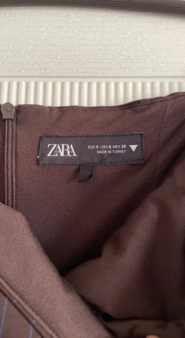 Drapeli Kahverengi Çizgili elbise - Görsel 4