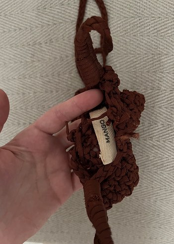 Mango Kahverengi Mango Örgü Kadın Telefon Çantası