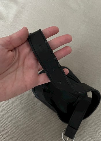 Beden siyah Renk Stradivarius Siyah Deri Kadın Bel Çantası