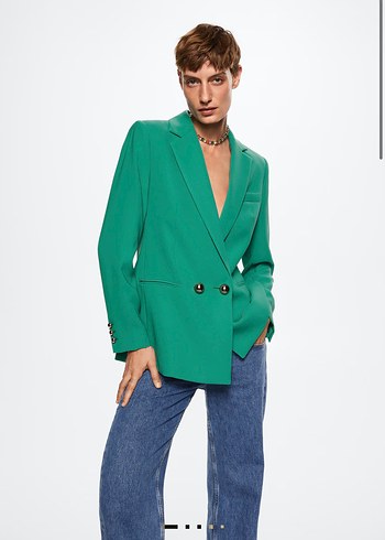 Mango Yeşil Suit Blazer Ceket