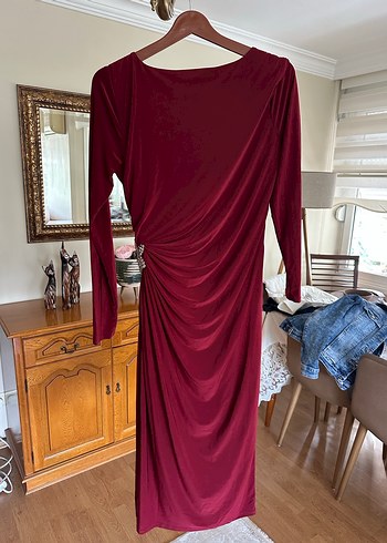 40 Beden Goddiva London Bordo Elbise