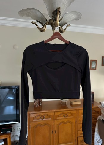 Trendyolmilla Antrasit Crop Spor Bluz - Görsel 8