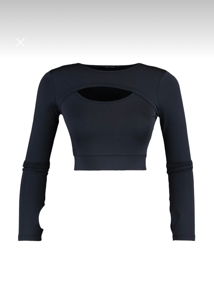 Trendyolmilla Antrasit Crop Spor Bluz - Görsel 5