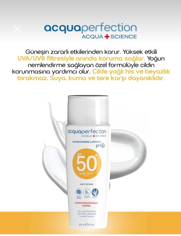 Acquaperfection SPF 50 Güneş Koruyucu Losyon - Görsel 4