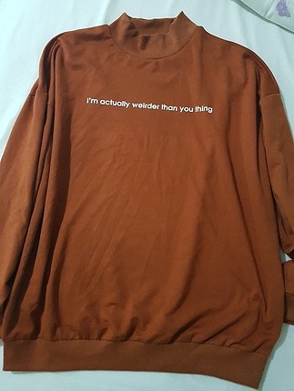 kahverengi, baskılı sweatshirt