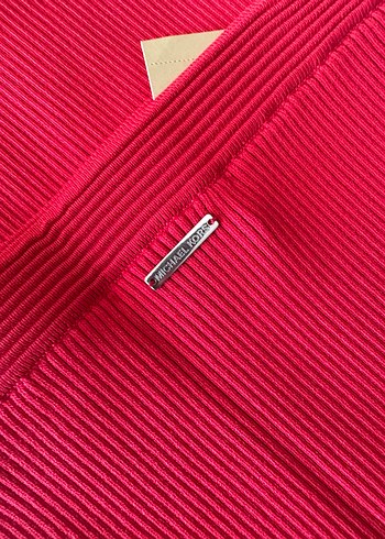 Michael Kors Kırmızı Beyaz Yan Şeritli Uzun Triko Etek - Görsel 3