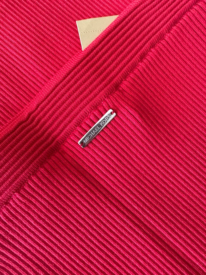 Michael Kors Kırmızı Beyaz Yan Şeritli Uzun Triko Etek - Görsel 3