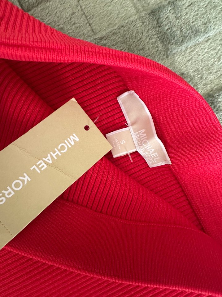 Michael Kors Kırmızı Beyaz Yan Şeritli Uzun Triko Etek - Görsel 2