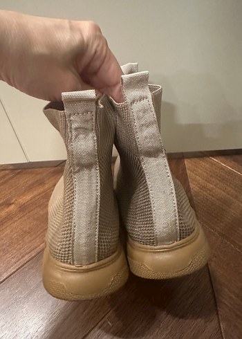 Bej Örgü Kadın bootie - Görsel 5