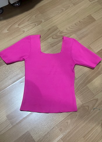 Pembe Kısa Kollu Kadın Bluz
