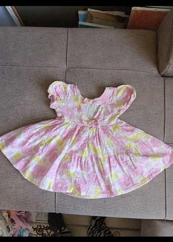 18-24 Ay Beden Pembe Pastel Renkli Kız Çocuk Bohem Elbise