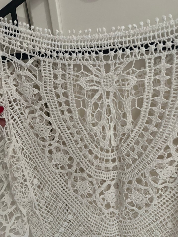 Dantel Detaylı Bohem Beyaz Bluz - Görsel 4