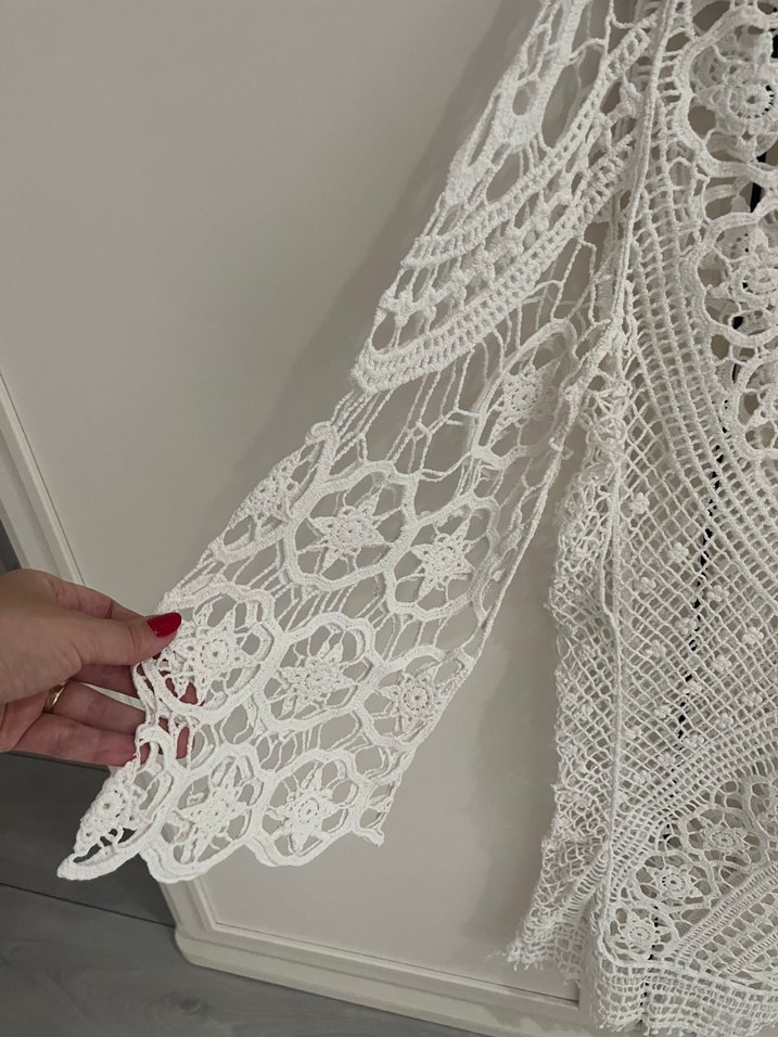 Dantel Detaylı Bohem Beyaz Bluz - Görsel 3