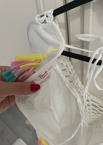 Penti Dantel Detaylı Beyaz Bohem V Yaka pareo - Görsel 3