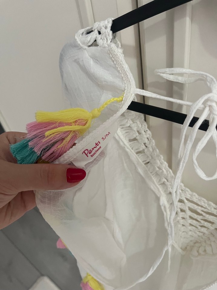 Penti Dantel Detaylı Beyaz Bohem V Yaka pareo - Görsel 3