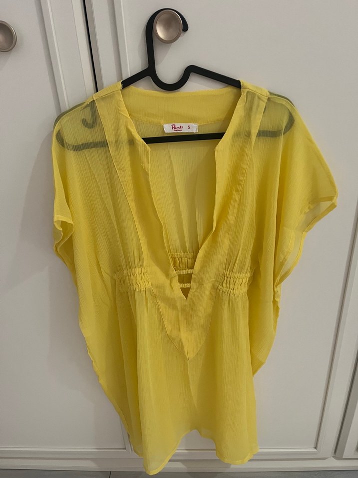 Sarı Mini Transparan Bohem Pareo - Görsel 2