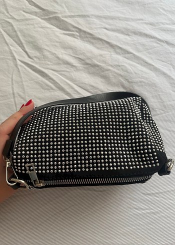 Siyah Perçinli Rock Punk Omuz Çantası - Görsel 2