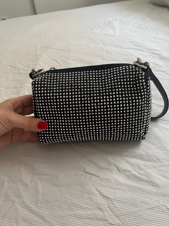 Siyah Perçinli Rock Punk Omuz Çantası - Görsel 4