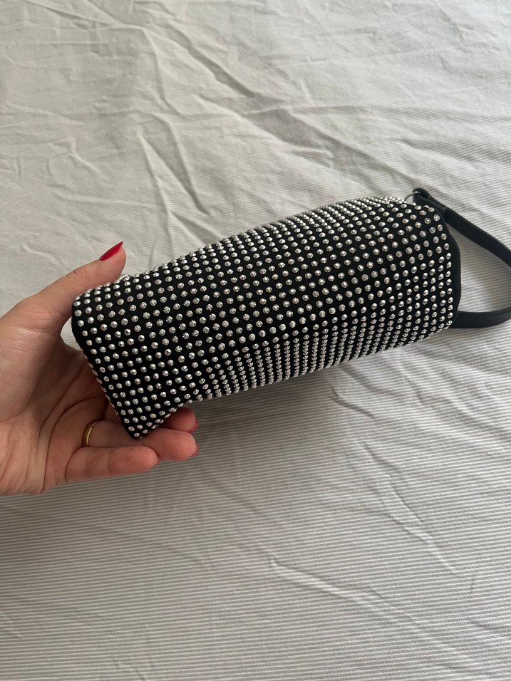 Siyah Perçinli Rock Punk Omuz Çantası - Görsel 3